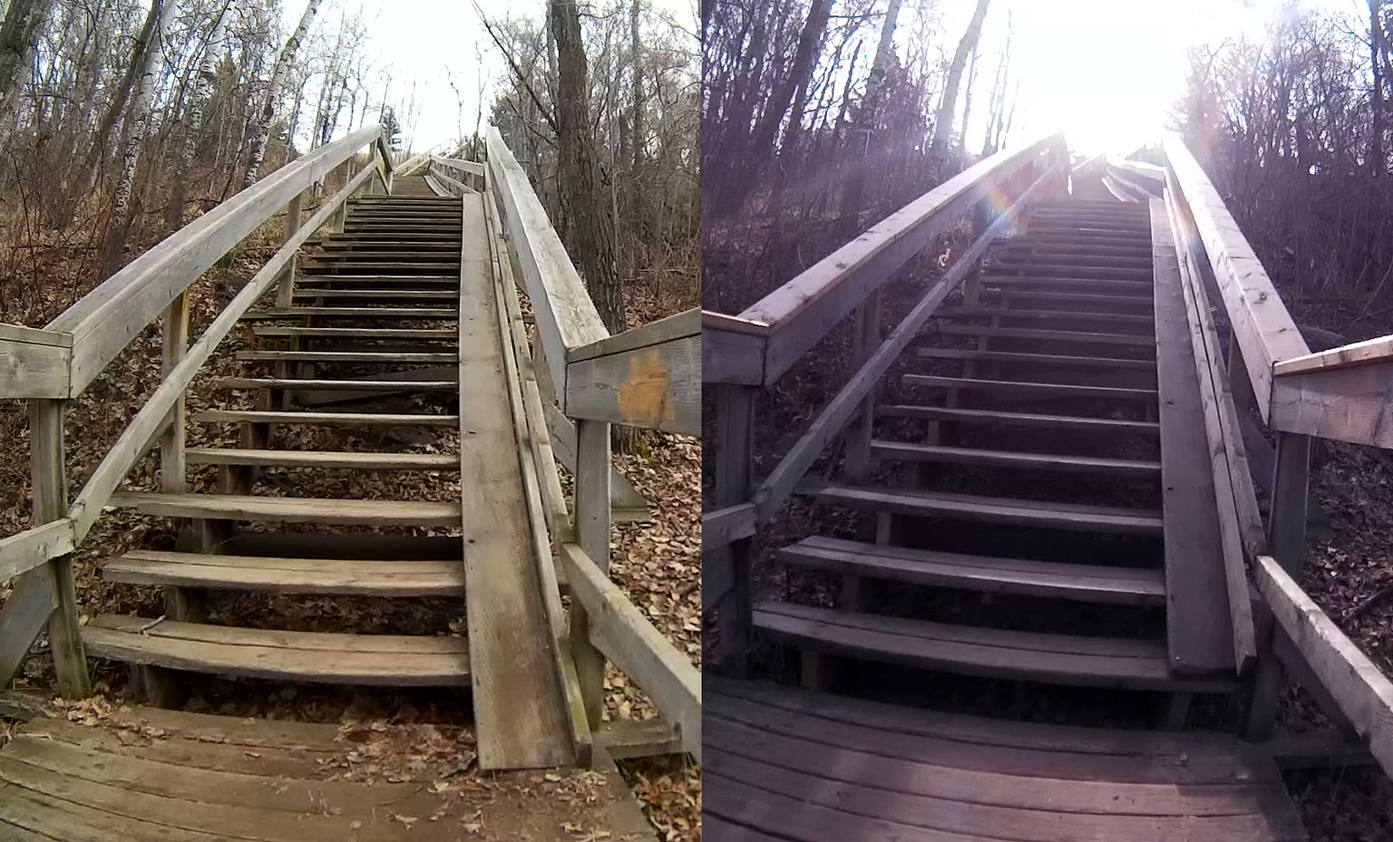 Hawrelak_park_stairs_side_by_side